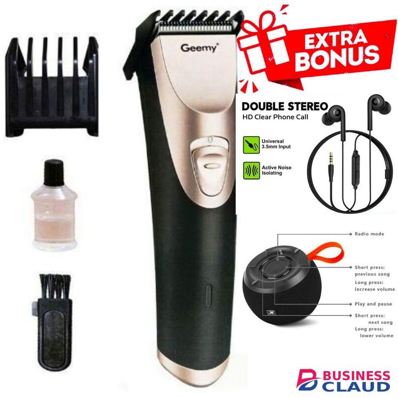 Geemy Rechargeable Shaving Machine // Oraimo Earphones // C15 Bluetooth Speaker
