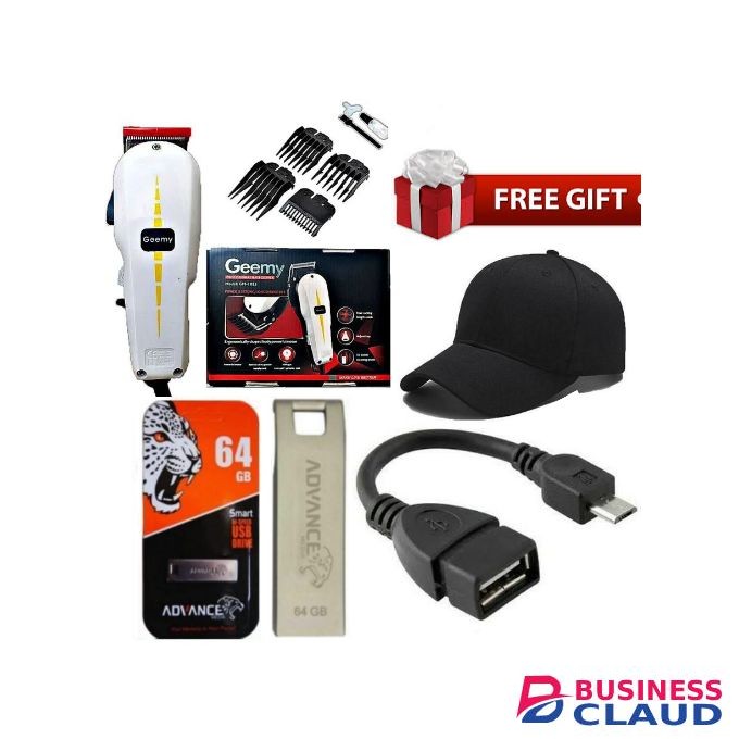 Geemy Professional Berbaring Hair Shaving Machine-Kinyozi 64GBFlash Bonus+ GIFTS Cap & Otg