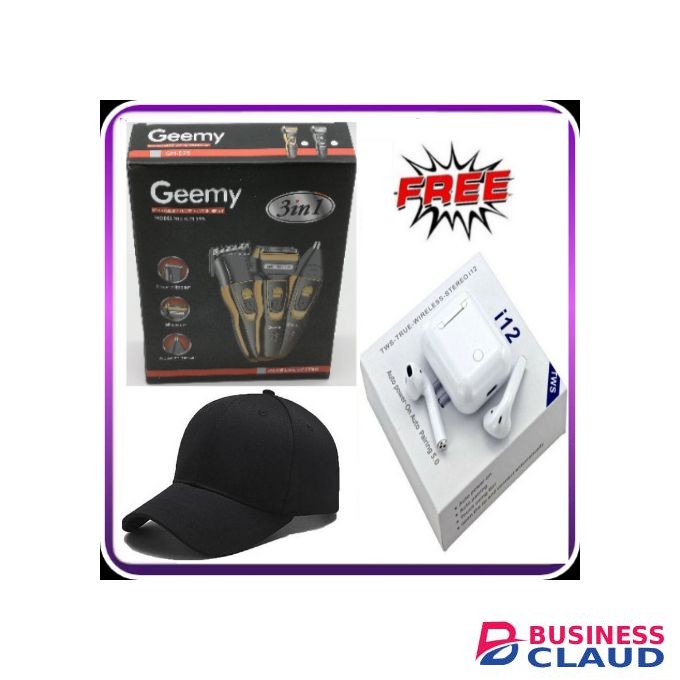 Geemy Home Cutting Shaving Machine 3 In 1 Smoother,Nose + Free Men's I12 Earbuds, Watch