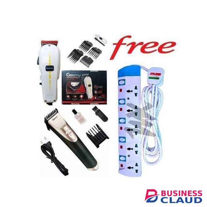 Geemy GENUINE BEST COMMERCIAL & MULTIPURPOSE PROFESSIONAL HAIR SHAVING ELECTRIC HAIR KINYOZI MACHINE WITH LEVEL COMB+ FREE BEST CORDLESS RECHARGEABLE SCHOOL CUT SHAVER TRIMMER, 5 WAY POWER EXTENSION CABLE.