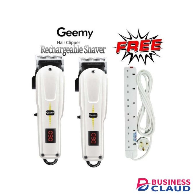 Geemy Affordable (Two) 2 Rechargeable Cordless Shaving Machine With Indicator + Bonus 6 Way Power Extension
