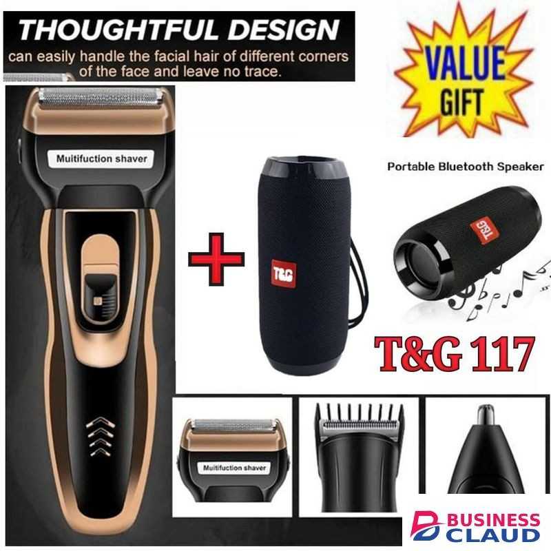 Geemy BEST Rechargeable Smoother Hair Shaving Machine, Shaver- 3 In 1 FOR KINYOZI BUSINESS + BLUETOOTH SPEAKER