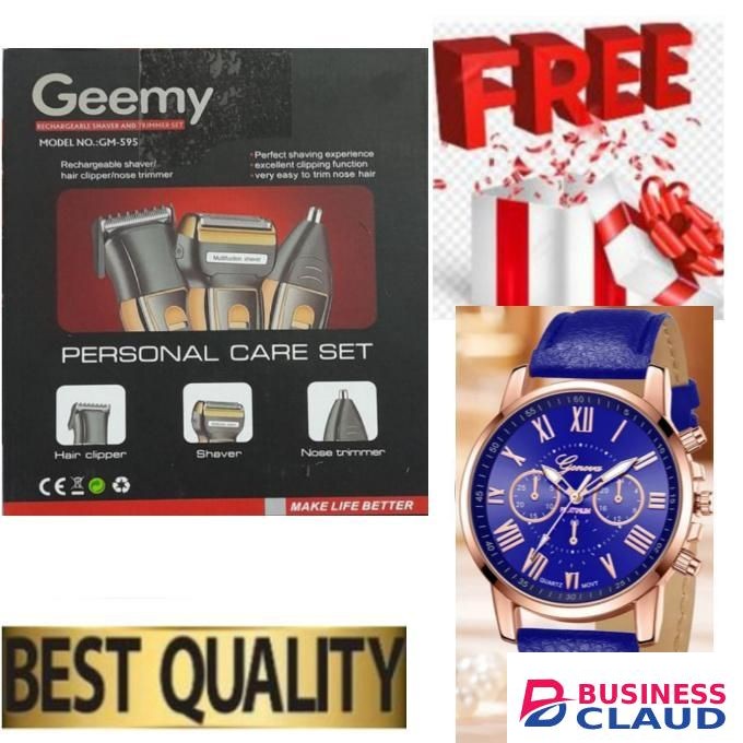 Geemy BEST Professional 3-in-1 hair trimmer with rechargeable battery for clean, smooth cuts + BONUS LUXURIOUS WRIST WATCH