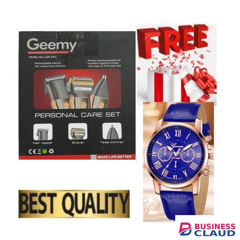 Geemy BEST Professional 3-in-1 hair trimmer with rechargeable battery for clean, smooth cuts + BONUS LUXURIOUS WRIST WATCH