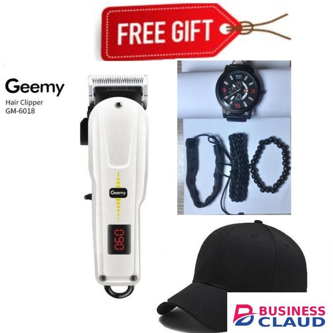 Geemy Rechargeable Cordless Shaving Machine With Indicator+ Free LUXURY Watch and cap // KINYOZI MACHINE