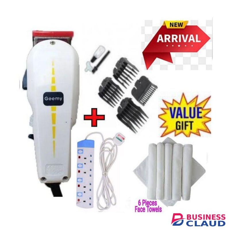 Geemy AFFORDABLE BARBER-SHOP BALDING ELECTRIC PROFESSIONAL BARBER SHAVING MACHINE-KINYOZI +6 FREE FACE TOWELS+4 WAY POWER EXTENSION WITH LEVEL COMBS