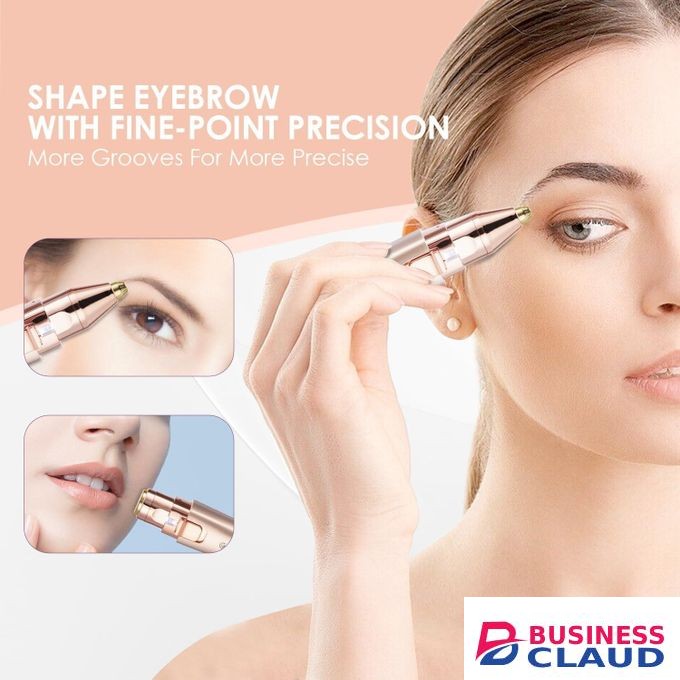 VG VOGCREST Eyebrow & Facial Trimmer: 2 in1 Rechargeable Facial Hair Removal & Eyebrow Shaver - Body Razor with Built-in LED Light (Rose Gold)