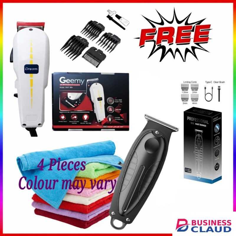 Geemy GOOD SHAVER // LOW BUDGET SHAVER // Professional Kinyozi Shaving Machine for HOME BARBERING & FAMILY HAIRCUTS – Safe for Kids & Adults + RECAHEABLE HAIR TRIMMER & Towels