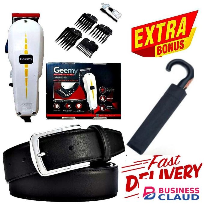 Geemy Multi-purpose ELECTRIC Professional HAIR Clipper SHAVER / Beard Trimmer- Shaving Machine-Kinyozi + GIFTS LEATHER BELT & CHECKED UMBRELLA COMPACT SIZE WITH OPENING SWITCH