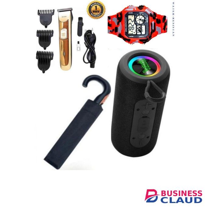 Geemy Reachable Hair Trimmer Clipper Shaving Machine+ watch water resistant+ Umbrela+ speaker
