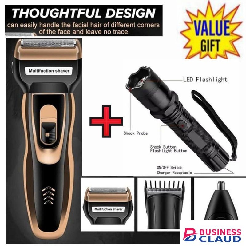 Geemy Affordable Barber Shaving Machine-Kinyozi // Shaver // Kinyozi // Best Kinyozi // BEST Rechargeable Smoother Hair Shaving Machine, Shaver- 3 In 1 FOR KINYOZI BUSINESS + ELECTRIC SHOCK TORCH