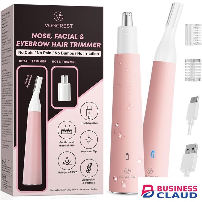 Vivostar Nose Hair Trimmer For Women: Rechargeable 2 In 1 Ear Eyebrow Trimmer (Pink)