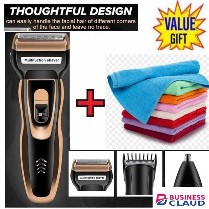 Geemy Affordable Barber Shaving Machine-Kinyozi // Shaver // Kinyozi // Best Kinyozi // BEST Rechargeable Smoother Hair Shaving Machine, Shaver- 3 In 1 FOR KINYOZI BUSINESS + KITCHEN TOWELS