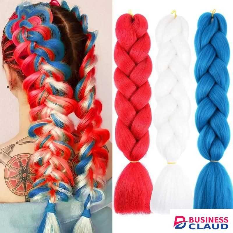 2pcs Red& Blue OBraiding Hair, 60cm Braids for Women & Girls