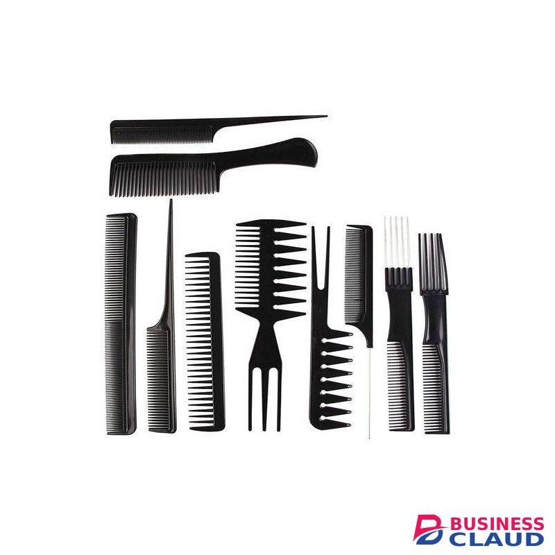 10pcs Hair Comb Set, Professional Salon Hair Styling Barber Combs Kit For Men And Women Plastic Fine And Wide Tooth Hair Combs Black