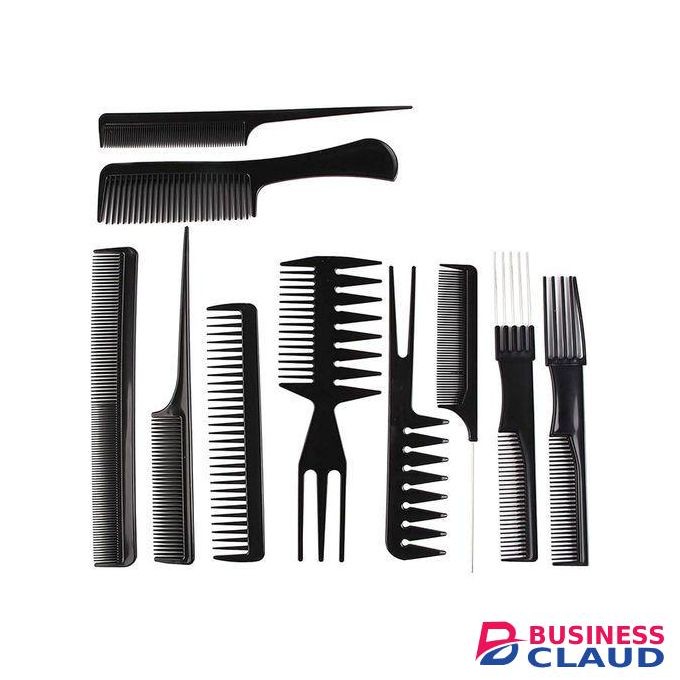 10pcs Hair Comb Set, Professional Salon Hair Styling Barber Combs Kit For Men And Women Plastic Fine And Wide Tooth Hair Combs Black
