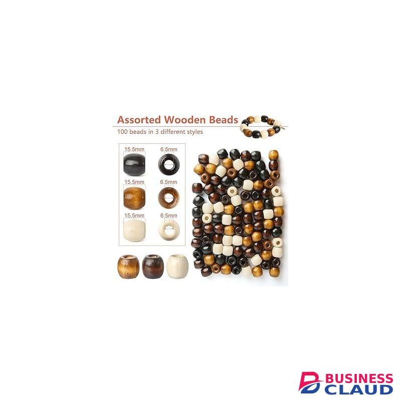 100pcs Wooden Hair Beads Accessories