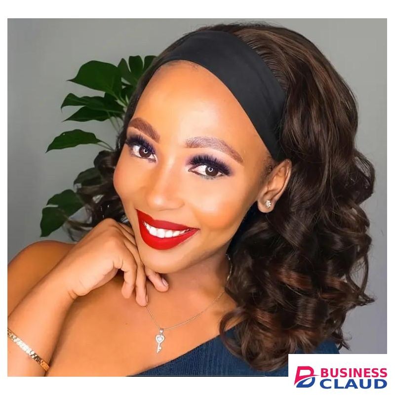 TINTED Brown Curly women Headband Wig + Free Gift