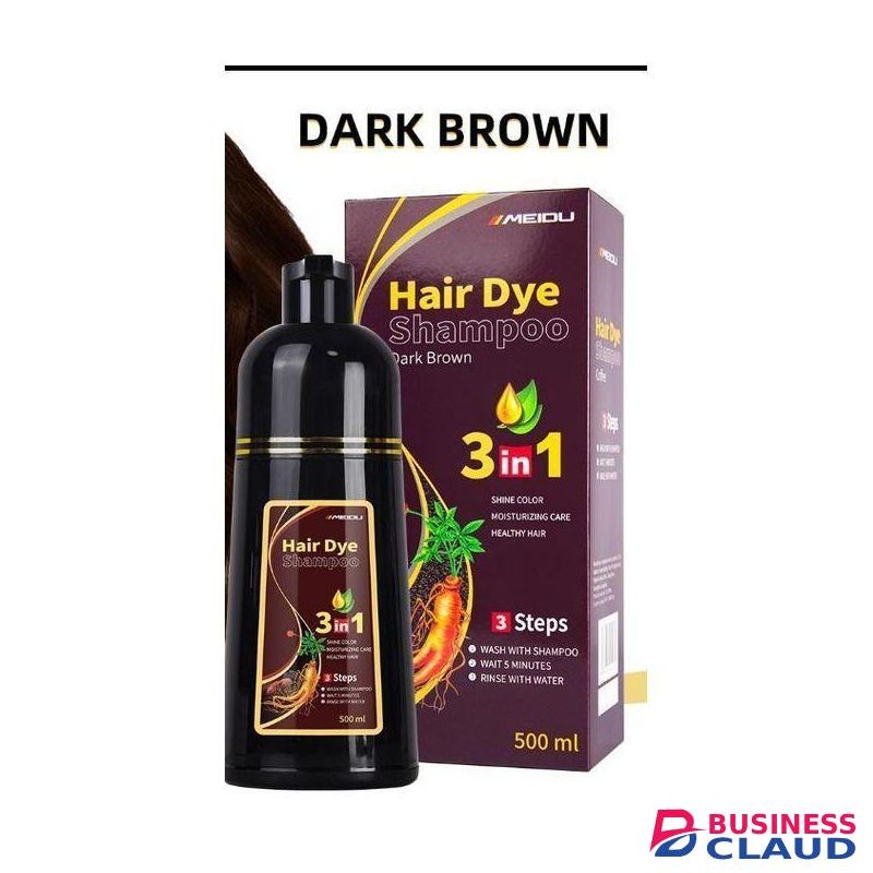 Meidu Dark Brown Hair Dye Shampoo 3 in 1 for Gray Hair, Hair Dye for Women Men, Hair Color with Herbal Ingredients Natural