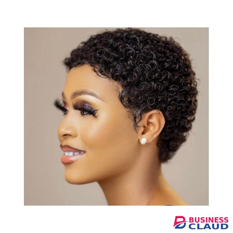 Fashion semi human short Jerry curls wig _black