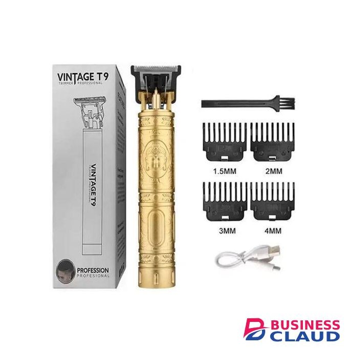 VINTAGE T9 Hair Clipper Battery Outbuild/USB Trimmer Cordless Shaver Trimmer Men Barber Hair Beard Cutting Chargeable Machine