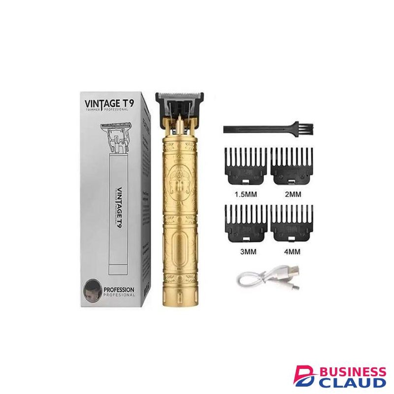 VINTAGE T9 Hair Clipper Battery Outbuild/USB Trimmer Cordless Shaver Trimmer Men Barber Hair Beard Cutting Chargeable Machine
