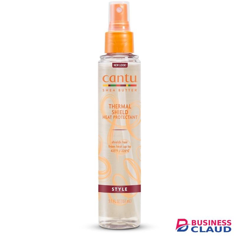 Cantu Thermal Shield Heat Protectant with Shea Butter moisture barrier helps protect hair from damage caused by heated styling tools up to 425°F / 220°C