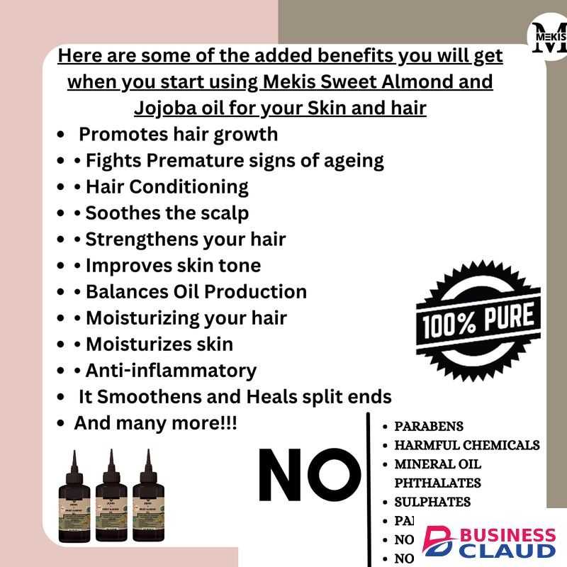 Mekis Sweet Almond & Jojoba Oil-For Soft ,Glowing Skin & Strong Hair