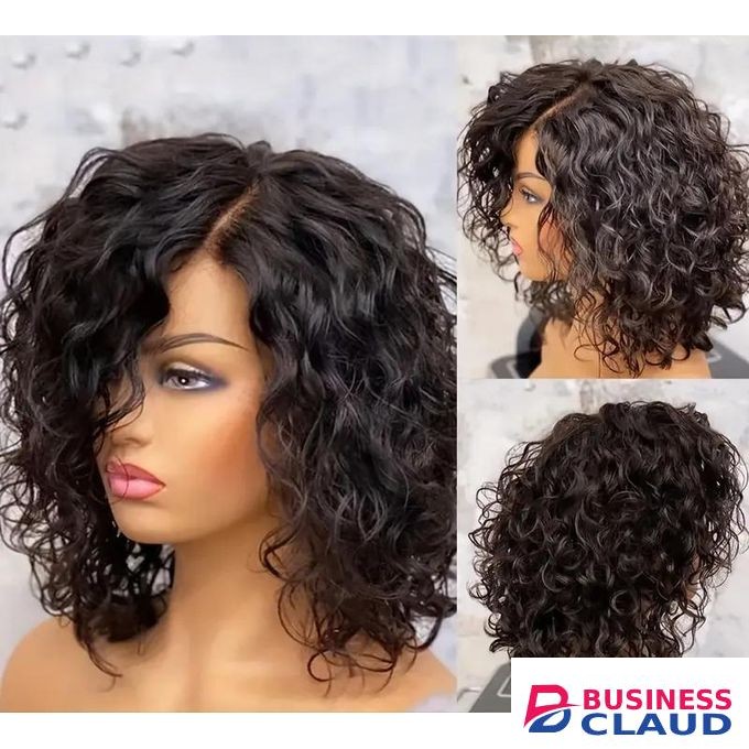 Elegant Human hair blend 14" curly with a 2*4 lace closure__black