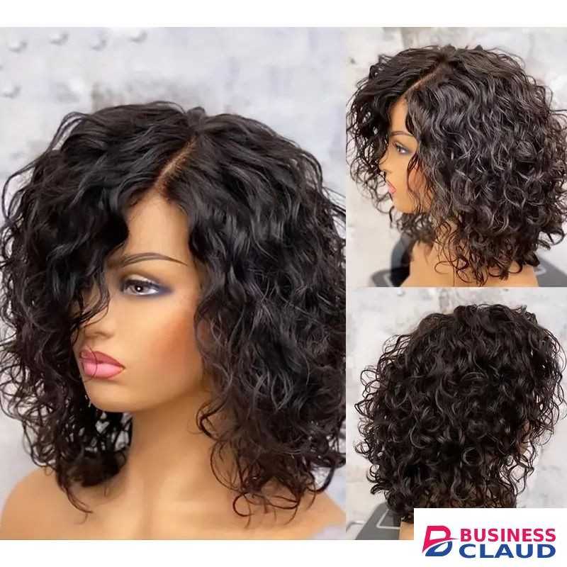Elegant Human hair blend 14" curly with a 2*4 lace closure__black
