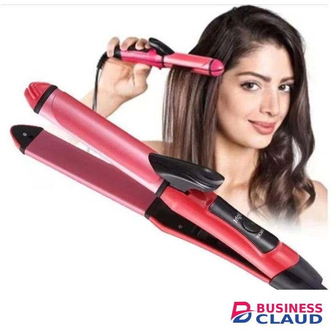 Nova 2 in 1 hair Flat iron and Curling tong, Hot Comb Curling Flat Hair Straightener and Curler