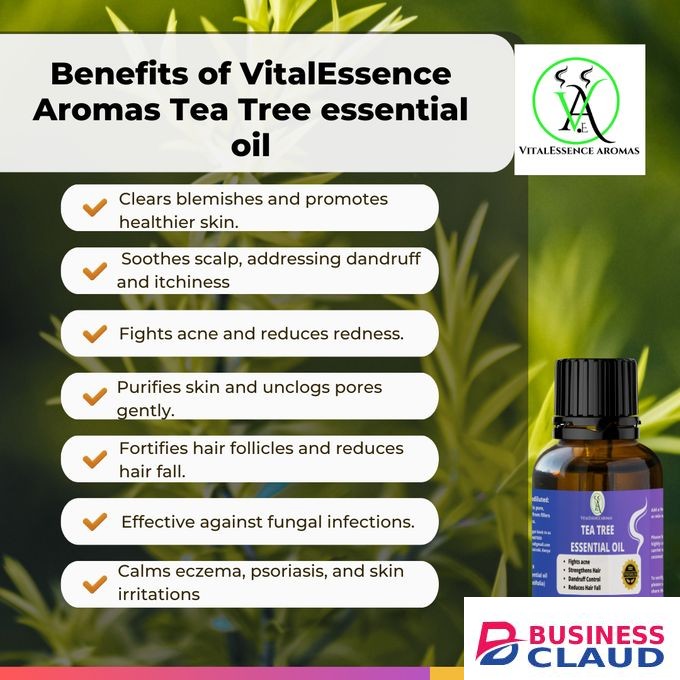 VitalEssence Aromas Tea Tree Essential Oil - 100% Pure, Undiluted, Therapeutic Grade, Aromatherapy Diffuser ,Acne,Dandruff,Fungi