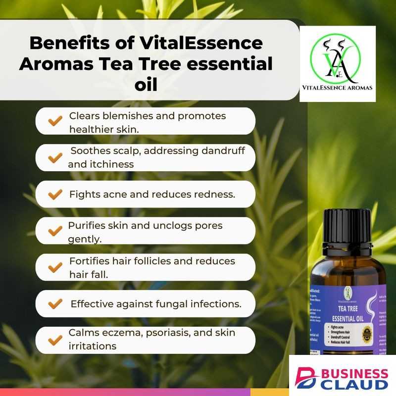 VitalEssence Aromas Tea Tree Essential Oil - 100% Pure, Undiluted, Therapeutic Grade, Aromatherapy Diffuser ,Acne,Dandruff,Fungi