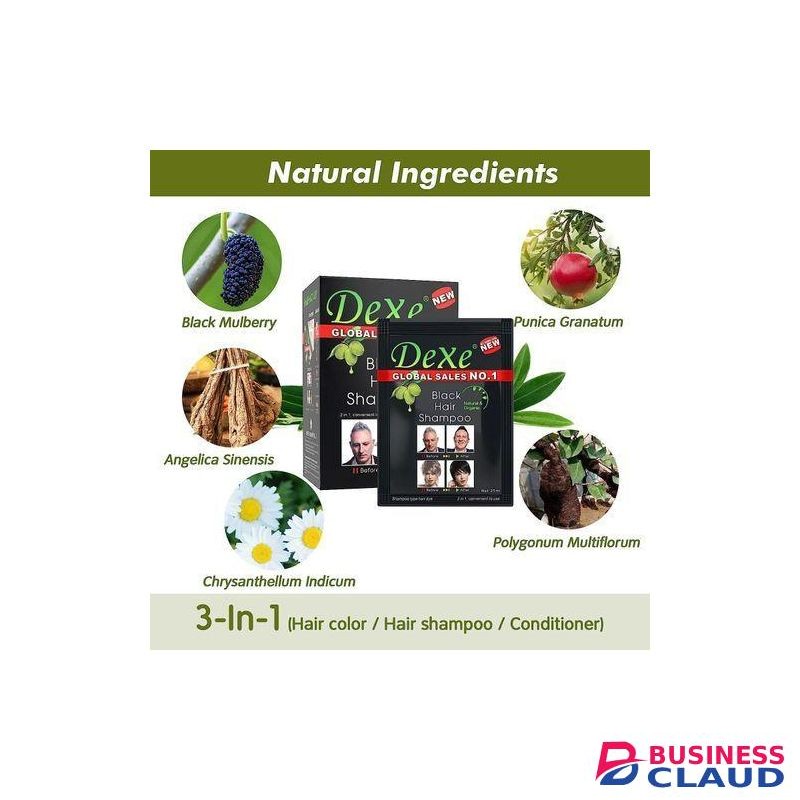 Dexe 10 PCS Natural Instant Black Hair Dye Shampoo For Gray Hair For Men & Women-Black Color