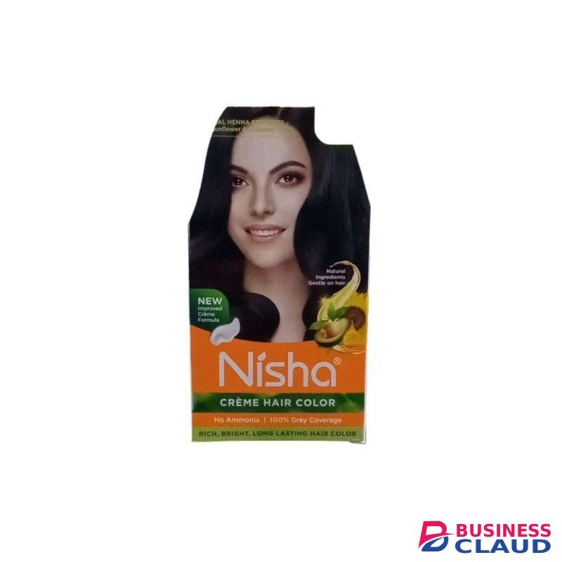 Nisha 1.0 Natural Black Creme Hair Color No Ammonia 100% Grey Coverage Rich, Bright, Long Lasting Hair Color Natural Henna Extract With Sunflower & Avocado Oil