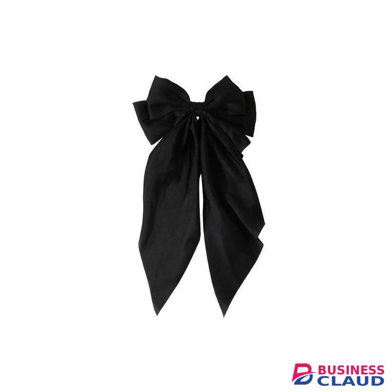Quality Oversized Black Color Hair Barrette Sweet Silky Satin Ribbon Big Hair Bows Hair Clips