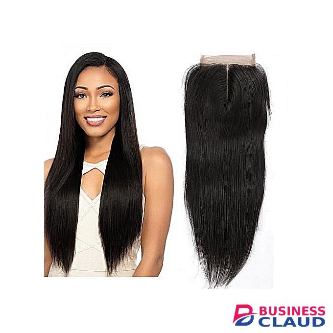 Closure Straight lace human hair (Black) + FREE GIFT