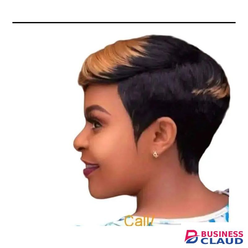 Human hair short pixie wig_black/brown