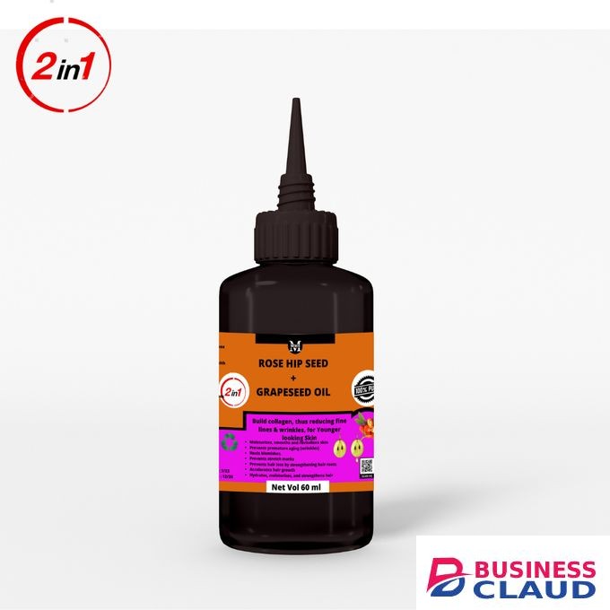 Mekis Grape Seed & Rosehip Seed Oil-Repairs Damaged Hair ,Treats Acne
