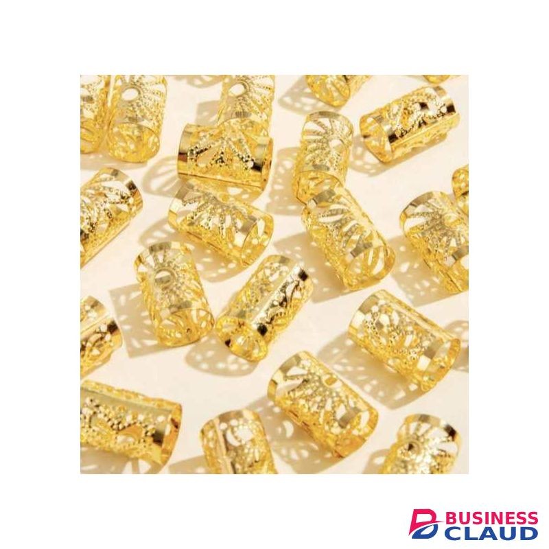 Adjustable Hair Braid Beads Rings Cuff Metal - 50pcs