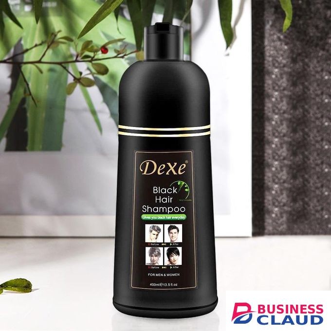 Dexe 400ML BLACK HAIR DYE SHAMPOO- 2 IN ONE+ FREE GLOVES