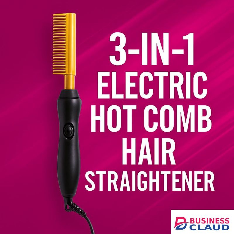 3-in-1 Electric Hot Comb Hair Straightener Fast Styling Comb, Curler & Straightener for All Hair Types