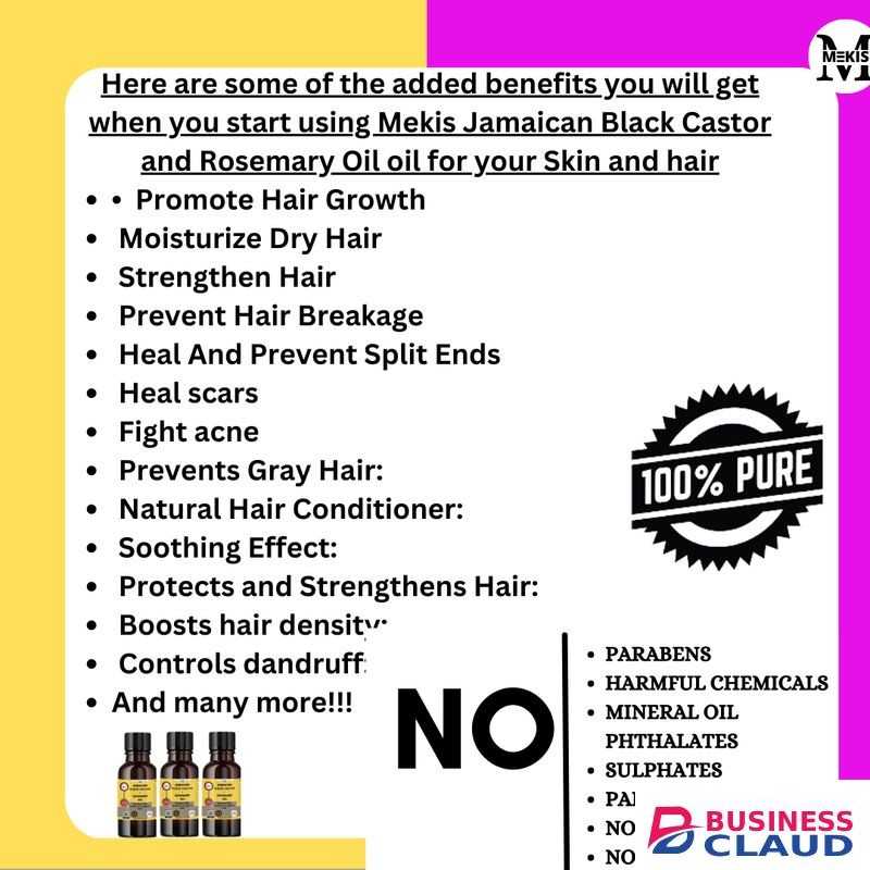 Mekis Jamaican Black Castor & Rosemary Oil–30ml,Promotes Hair Growth And Prevent Greying Of Hair