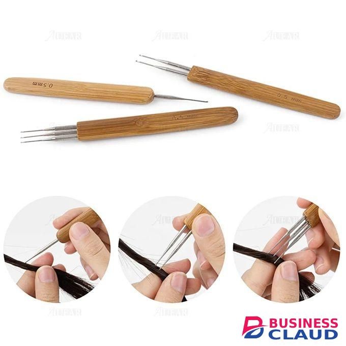 Wooden Hook Crochet Dreadlock Hair Needle 123 Head