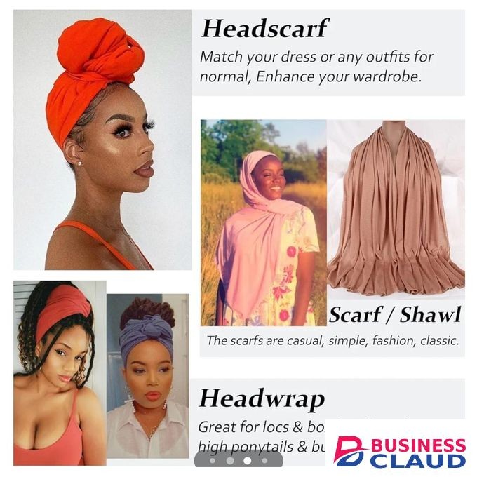 4 Pieces Stretch Head Wrap Jersey Turban Fashion Headband Solid Color Long Hair Scarf African headwraps Bohemian Soft Breathable Turbans for Women (Black, Coffee, Army Green, Camel)