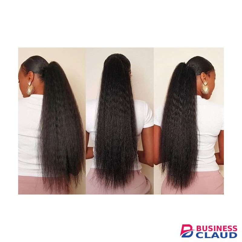 Long Kinky Drawstring Ponytail Semi Human Hair Extension