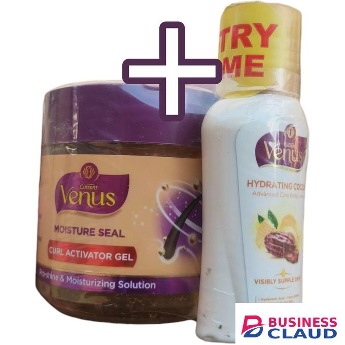 Cussons Venus Curl Activator Gel + Hydrating Cocoa Butter Body Lotion