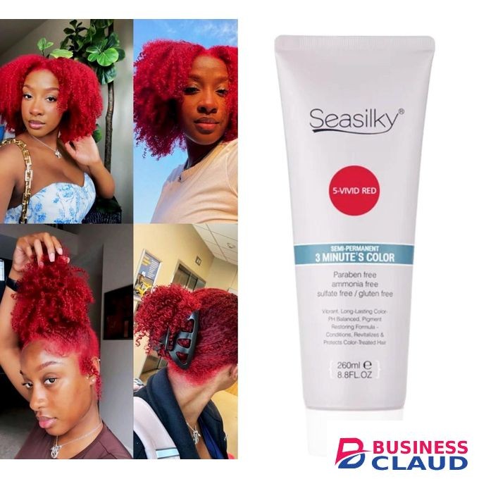 Seasilky Red Hair Dye- VIVID RED Semi-permanent Hair Color- Instant Hair Color-No Hair Damage