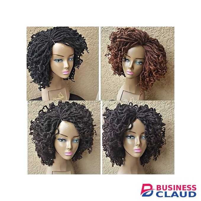 Braided Wig Kinky Braids Wig With Lace Closure Bulky