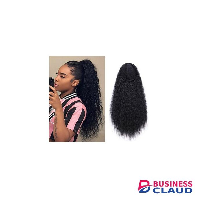 Curly Drawstring Ponytail Extension Black